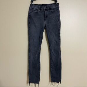 3x1 Black Skinny Jeans distressed bottom hems size 27